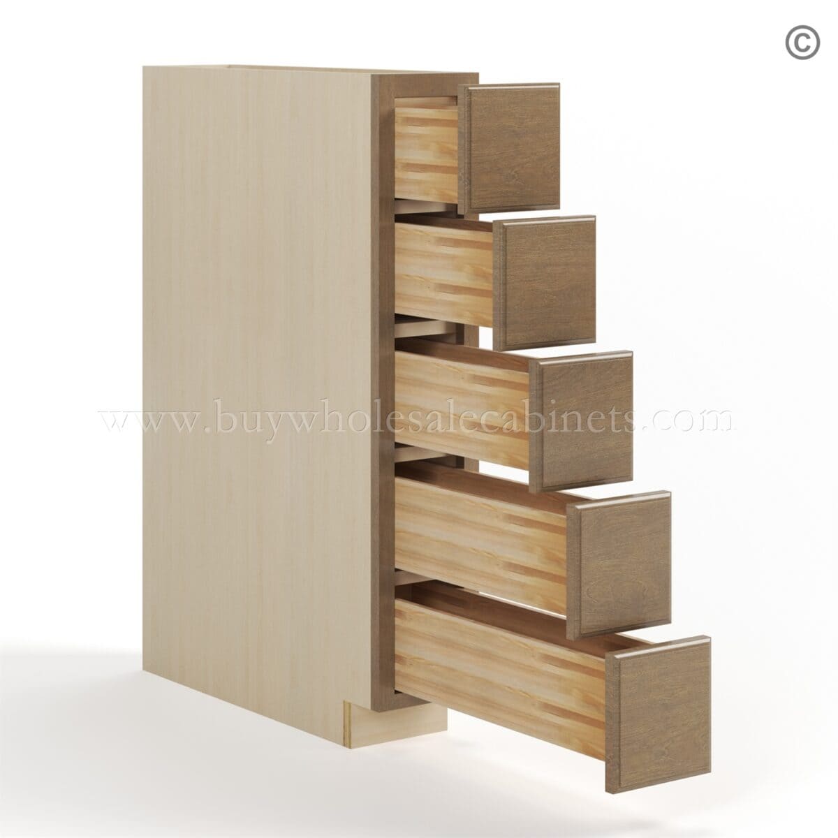 Rustic Wood Shaker Base Spice Cabinet with 5 Drawers - Image 3