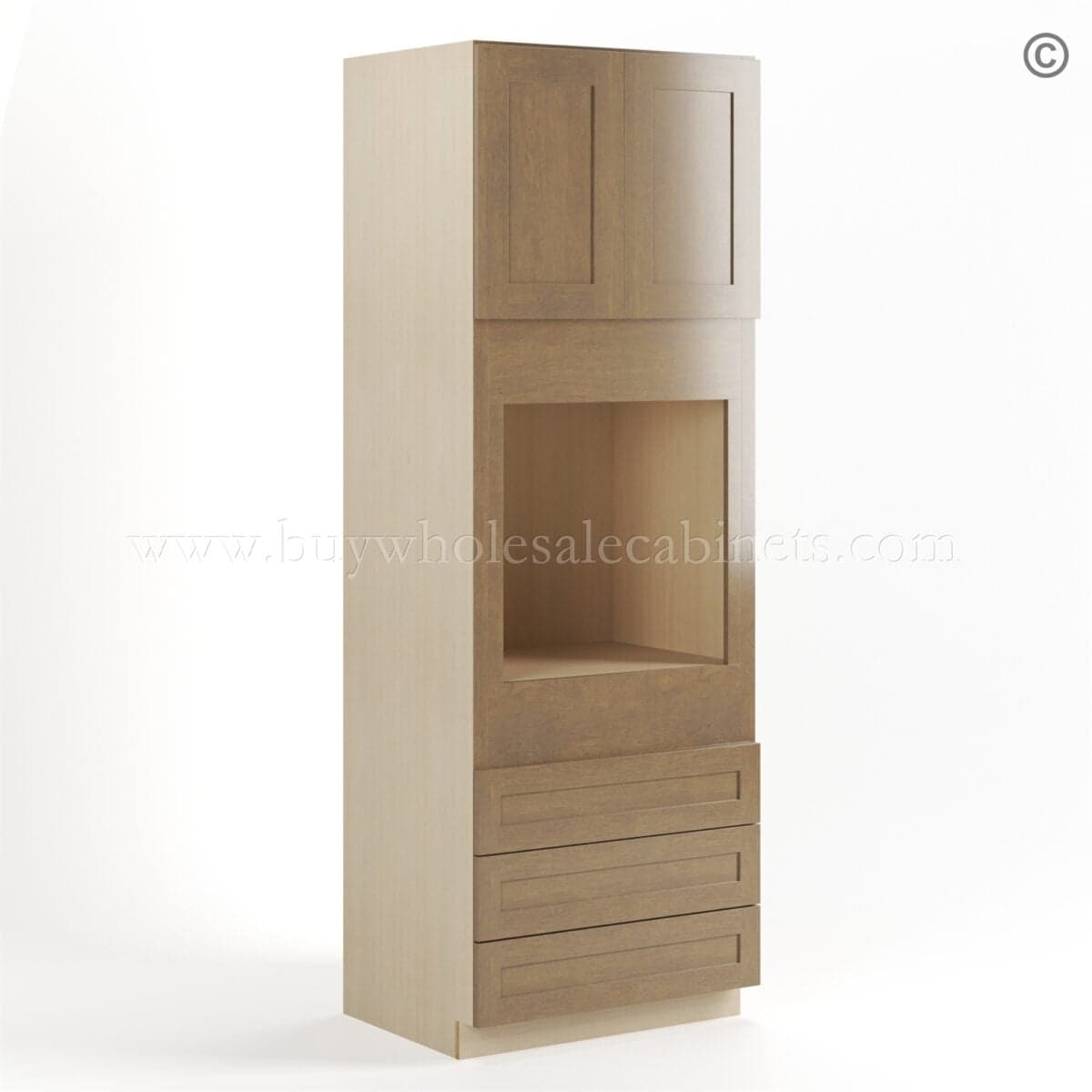 Rustic Wood Shaker 30" W Oven Pantry Cabinet - Image 2