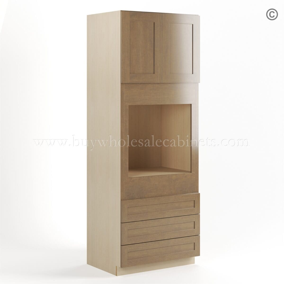 Rustic Wood Shaker 33" W Oven Pantry Cabinet - Image 2