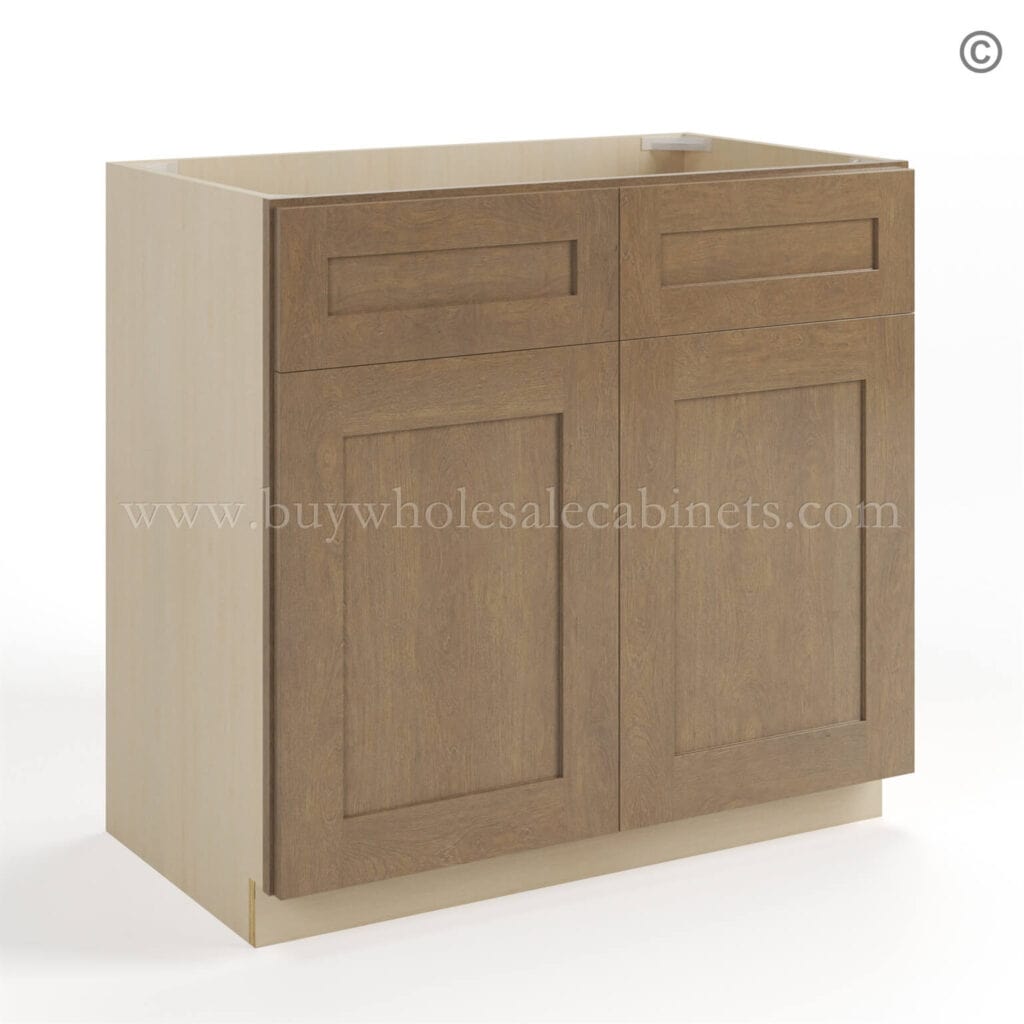 Rustic Wood Shaker Double Vanity Sink Base Cabinet
