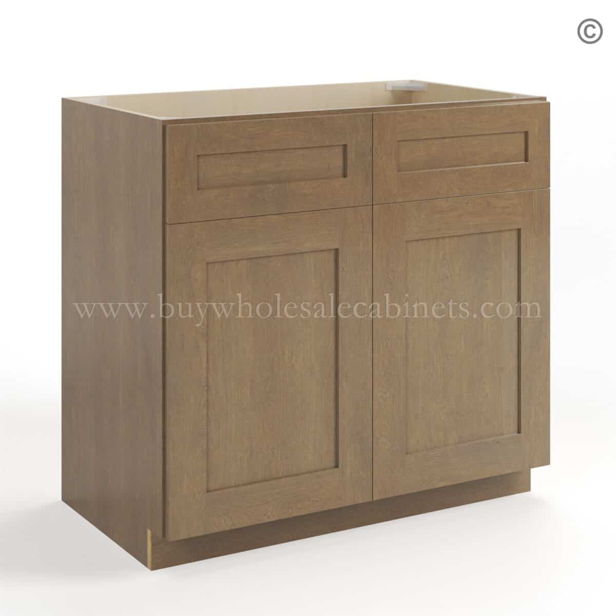 Rustic Wood Shaker Double Vanity Sink Base Cabinet