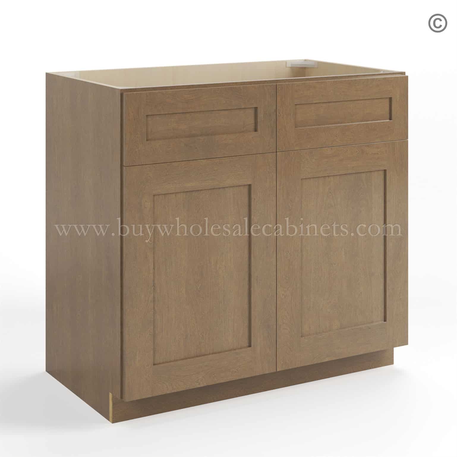 Rustic Wood Shaker Double Vanity Sink Base Cabinet