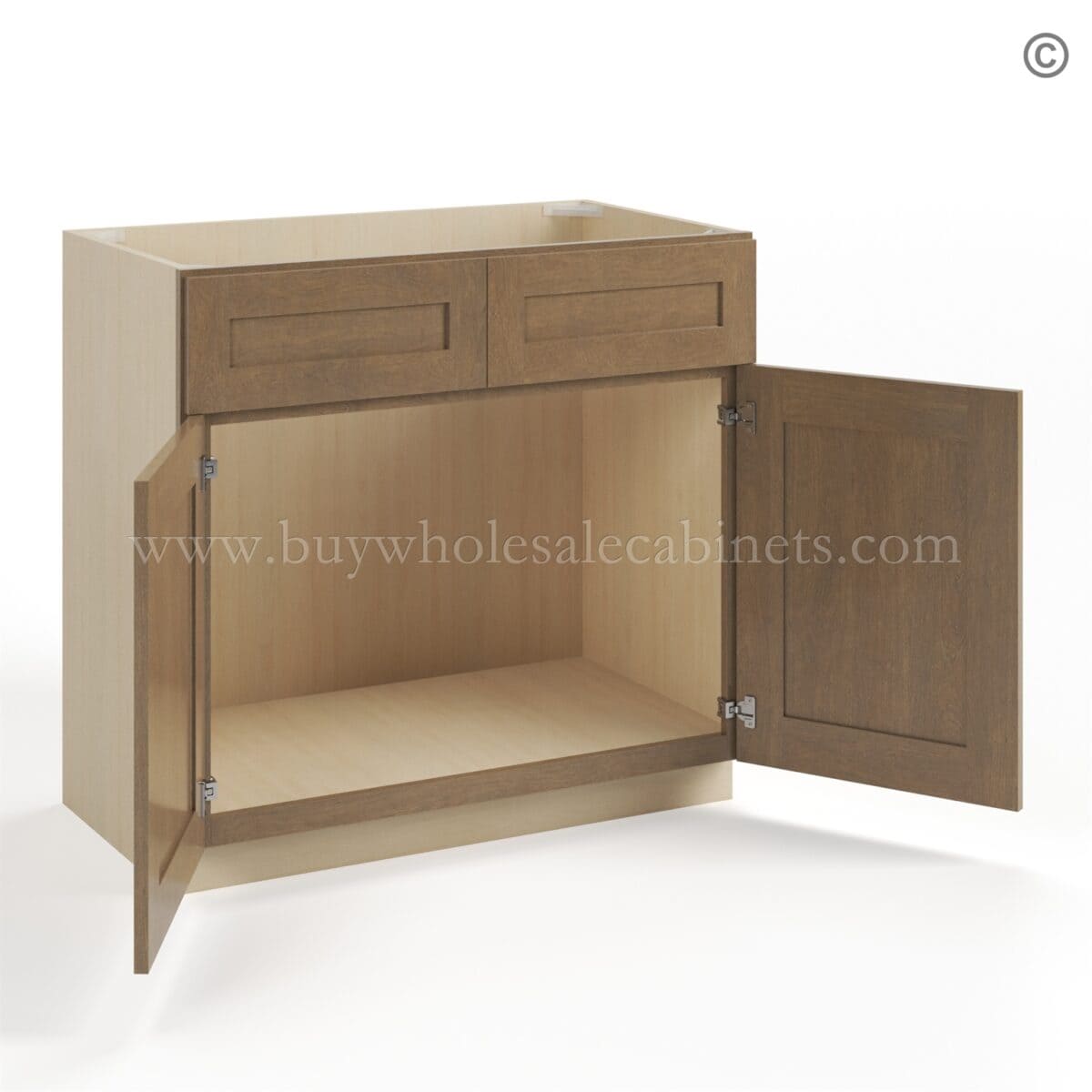 Rustic Wood Shaker Double Vanity Sink Base Cabinet - Image 3