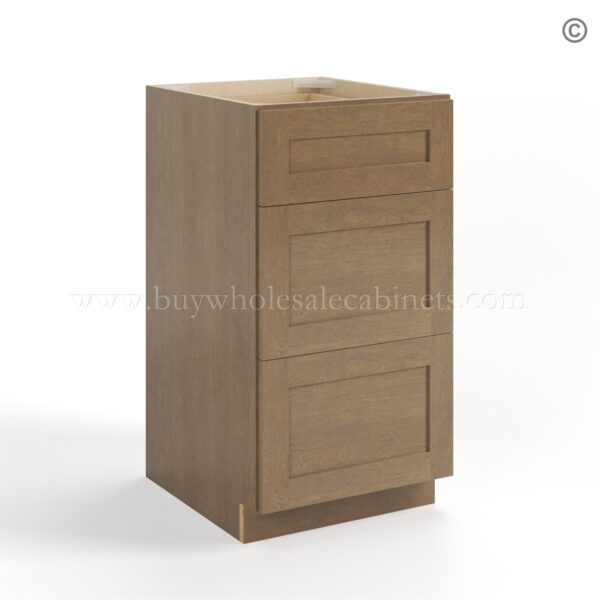 Rustic Wood Shaker Vanity Three Drawer Base Cabinet