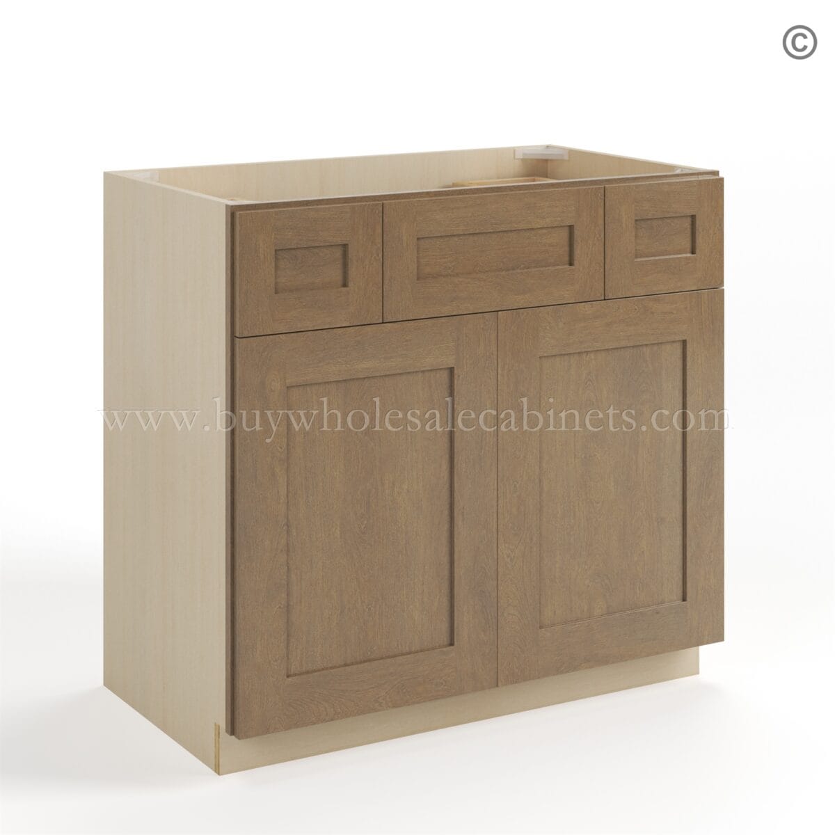 Rustic Wood Shaker Vanity Combo Cabinet - Image 2