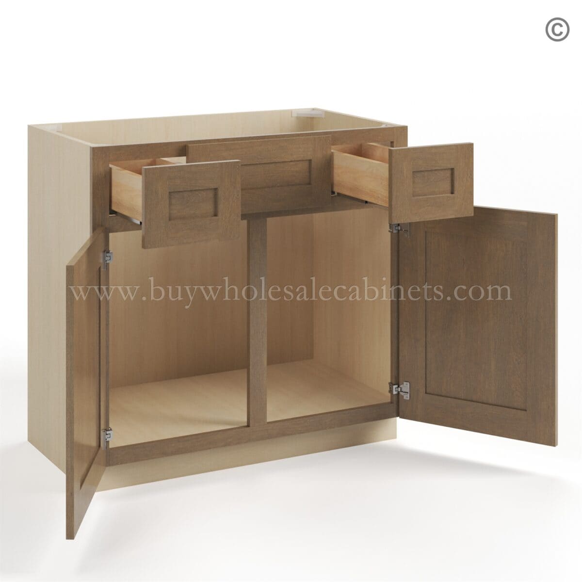 Rustic Wood Shaker Vanity Combo Cabinet - Image 3