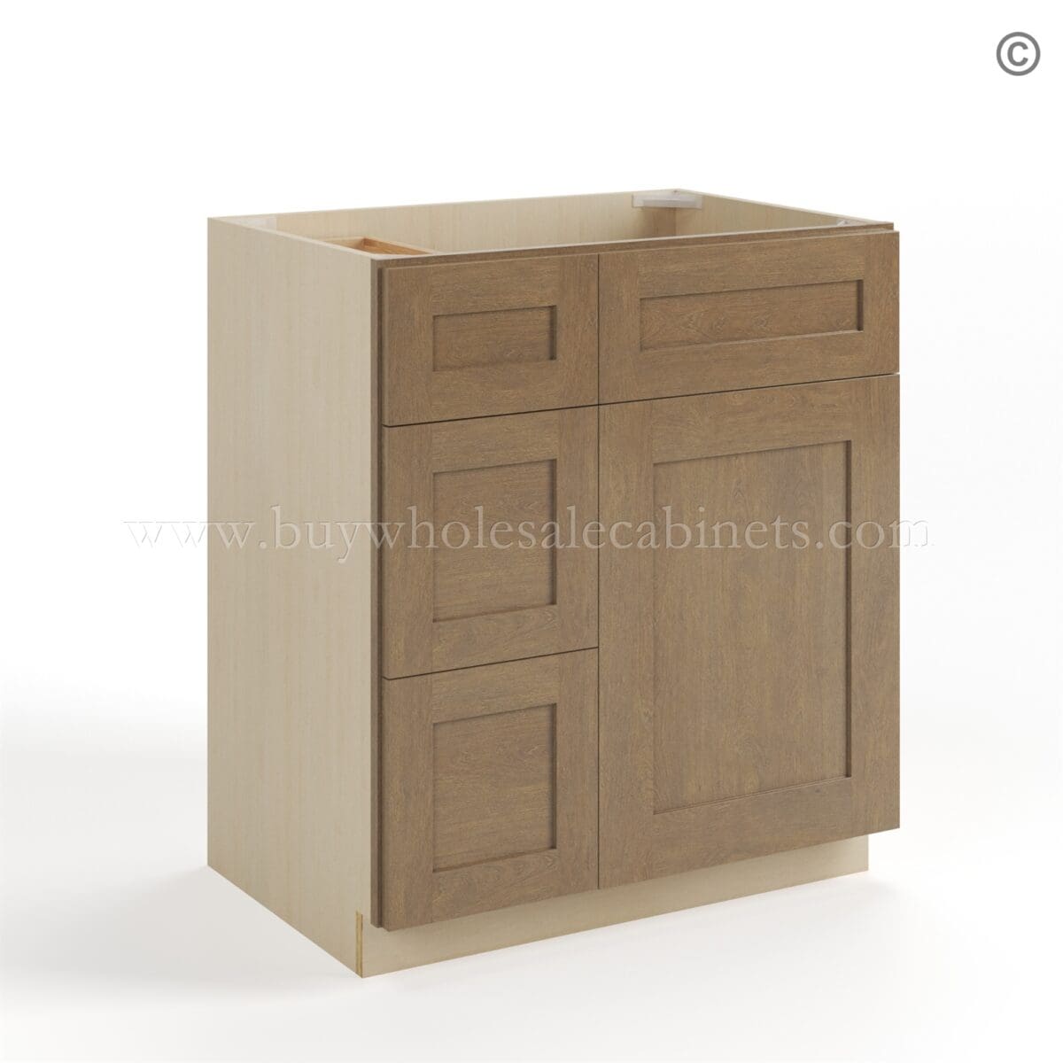 Rustic Wood Shaker 30" W Vanity Combo with Drawers - Image 2