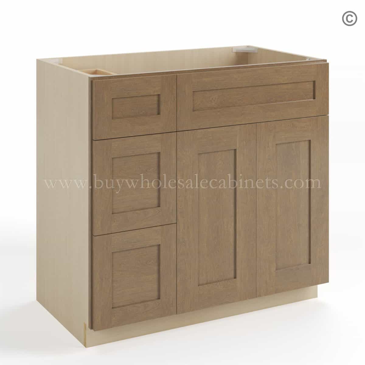 Rustic Wood Shaker 36" W Vanity Combo with Drawers - Image 2