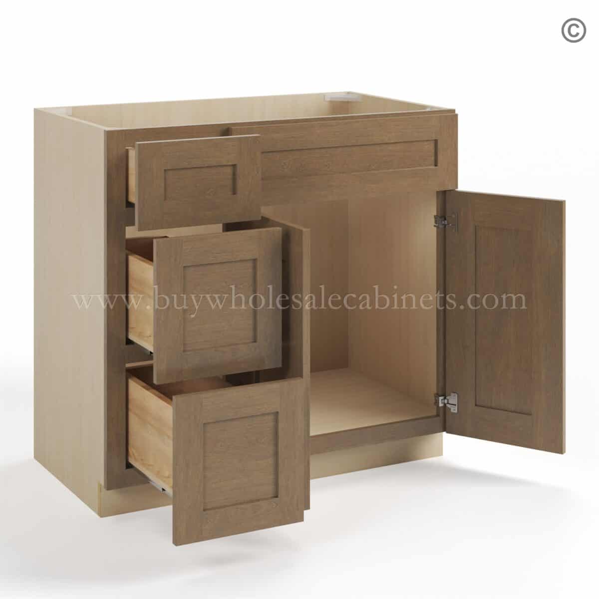 Rustic Wood Shaker 36" W Vanity Combo with Drawers - Image 3