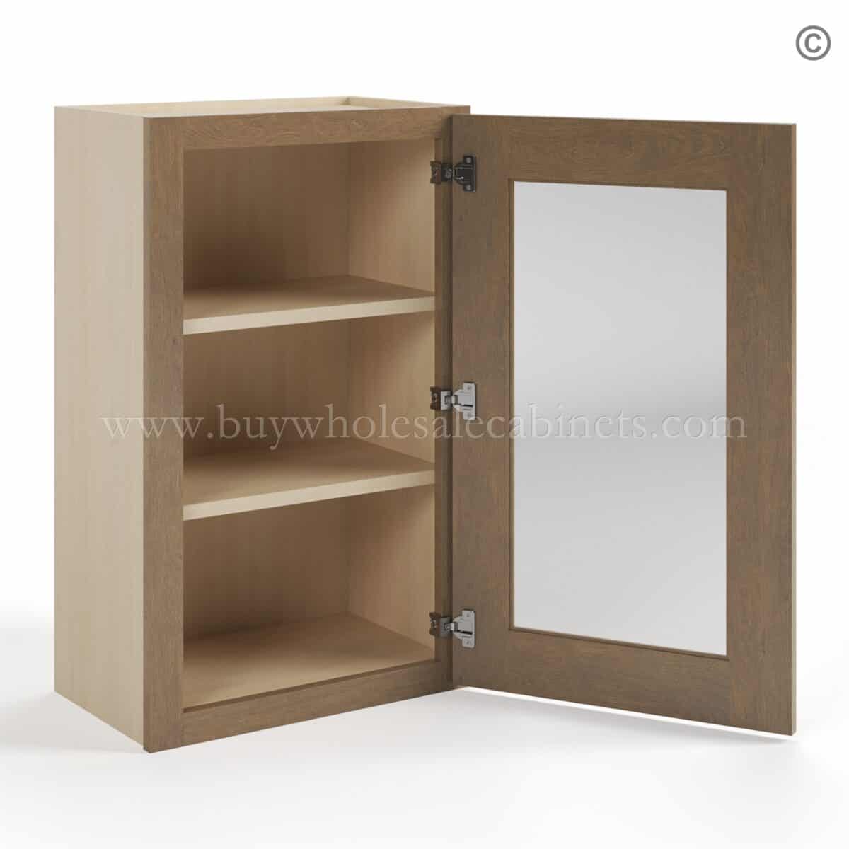 Rustic Wood Shaker 30" H Single Door Wall Cabinet with Glass Door - Image 2