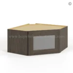 Slim Amber Oak Shaker Diagonal Corner Wall Shelf with Glass Door