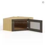 Slim Amber Oak Shaker Diagonal Corner Wall Shelf with Glass Door - Image 3