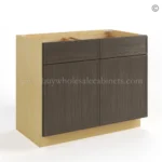 Slim Amber Oak Shaker Base Cabinet Double Doors and Drawers - Image 2
