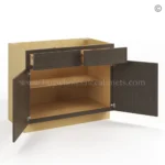 Slim Amber Oak Shaker Base Cabinet Double Doors and Drawers - Image 3