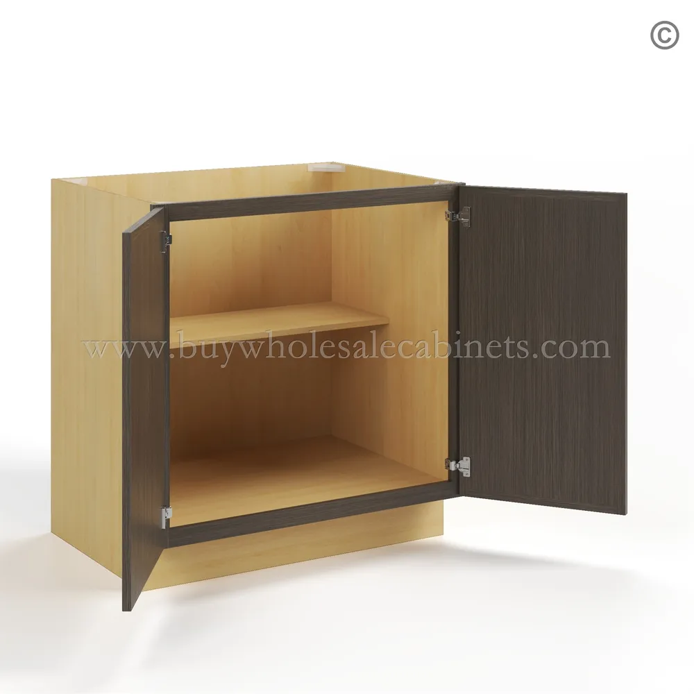 47-slim-amber-oak-shaker-base-cabinet-full-height-double-door-open-bfh36 Slim Amber Oak Shaker Base Cabinet Double Doors Full Height - Image 3