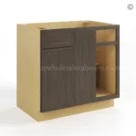 Slim Amber Oak Shaker Blind Corner Base Cabinet - Image 2