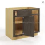 Slim Amber Oak Shaker Blind Corner Base Cabinet - Image 3