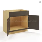 Slim Amber Oak Shaker Sink Base With Double Doors - Image 3