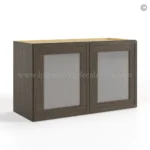 Slim Amber Oak Shaker 24"W Double Door Wall Cabinet with Glass Doors