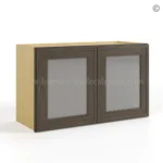 Slim Amber Oak Shaker 24"W Double Door Wall Cabinet with Glass Doors - Image 2