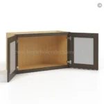 Slim Amber Oak Shaker 24"W Double Door Wall Cabinet with Glass Doors - Image 3