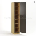 Slim Amber Oak Shaker Tall Pantry Cabinet with 2 Doors - Image 3