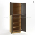 Slim Amber Oak Shaker Tall Pantry Cabinet with 4 Doors - Image 3