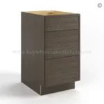 Slim Amber Oak Shaker Vanity Three Drawer Base Cabinet