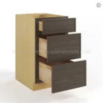 Slim Amber Oak Shaker Vanity Three Drawer Base Cabinet - Image 3